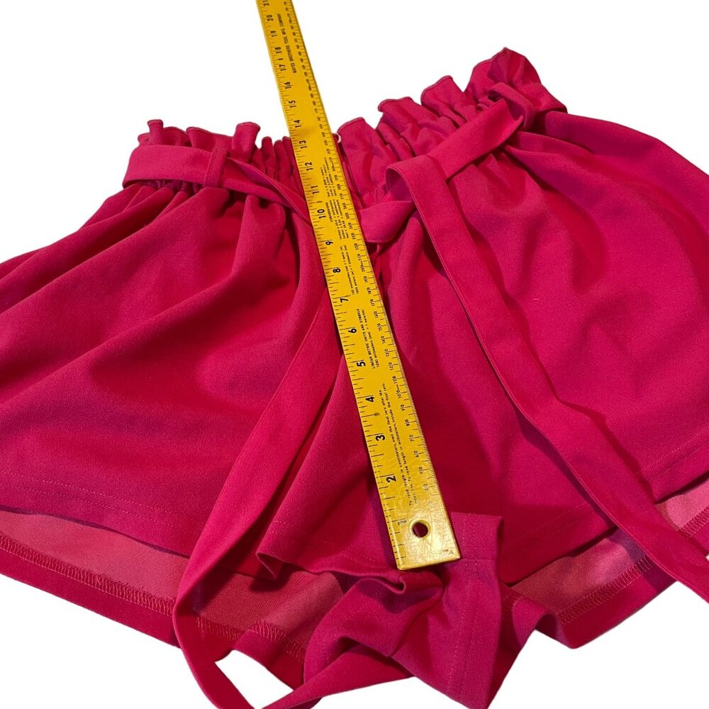 Women's High-Waisted Paper bag Shorts With Belt Bright Pink Large - Picture 8 of 9